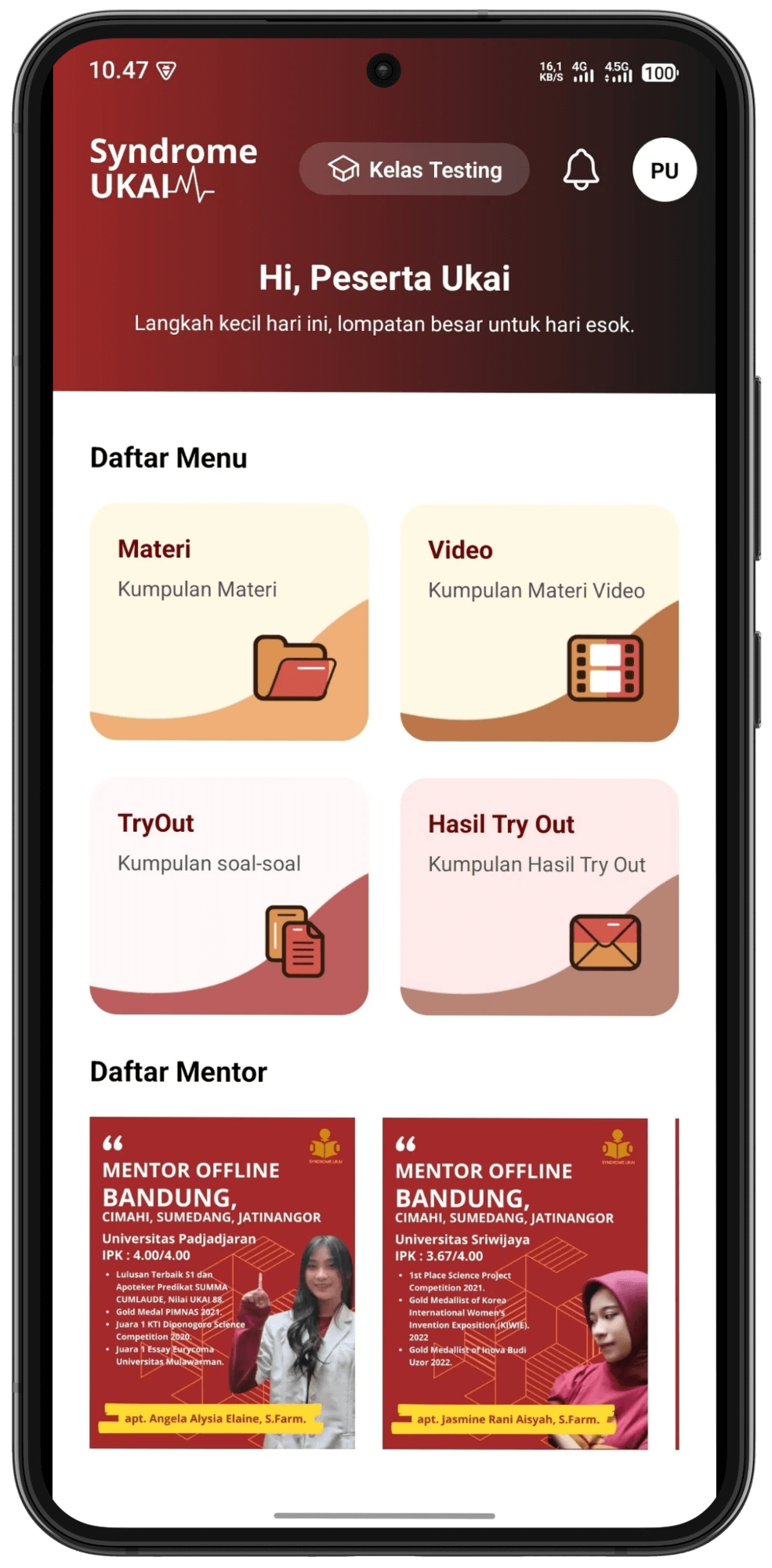 Tampilan Aplikasi Syndrome UKAI